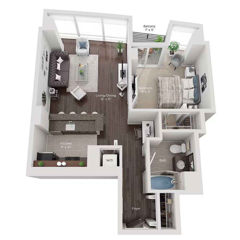 One Bed Style (K) floor plan