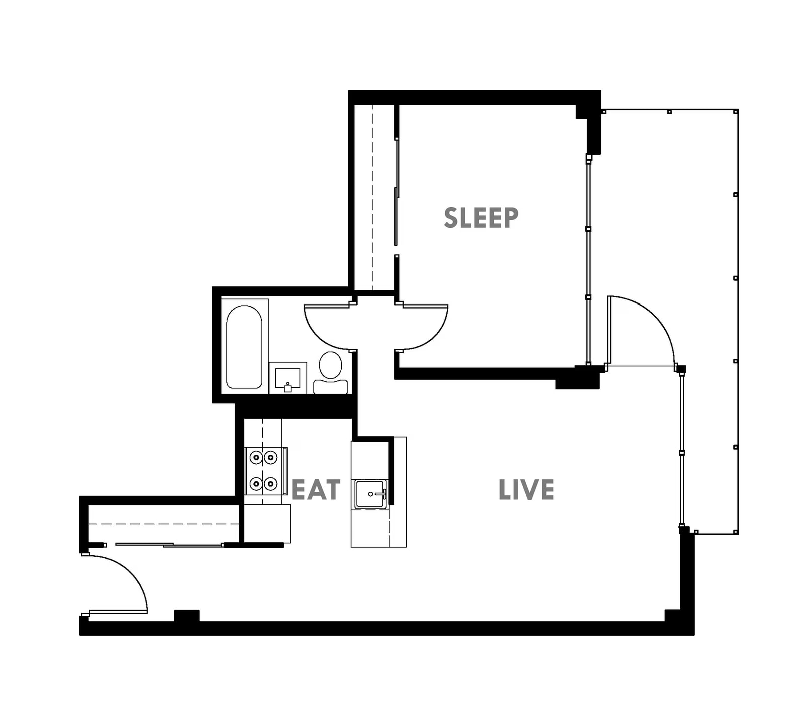 1BED-01 floor plan