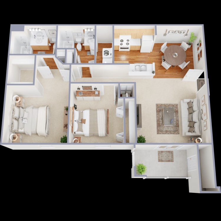 2 Bedroom 2 Bathroom floor plan