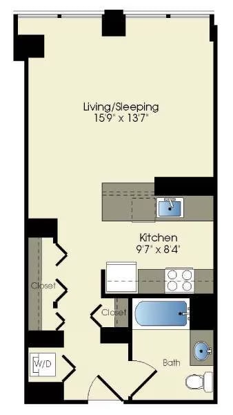 studio / 1 bath floor plan