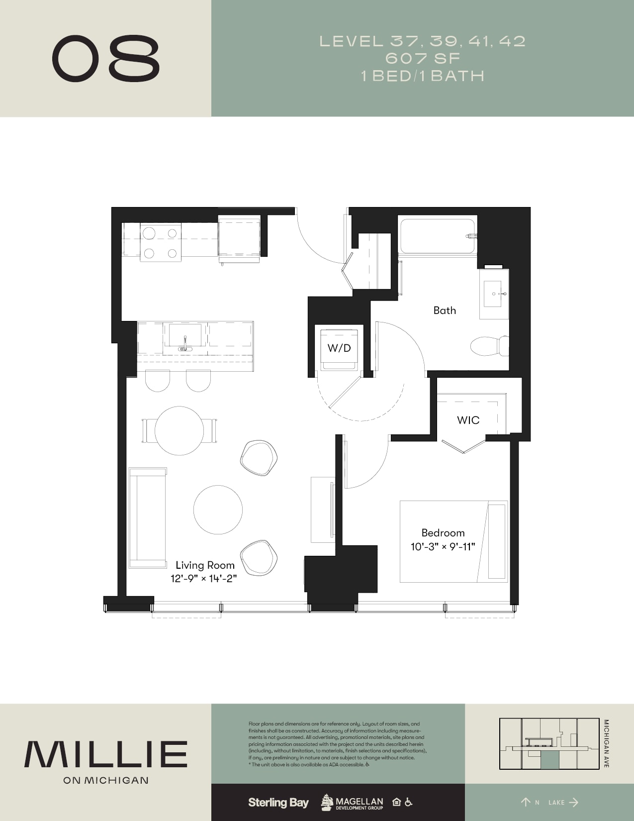 1 Bedroom 08 - Accessible floor plan