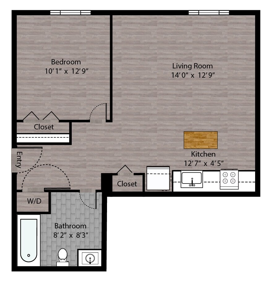 Tier 20 (1BR/1BA) floor plan