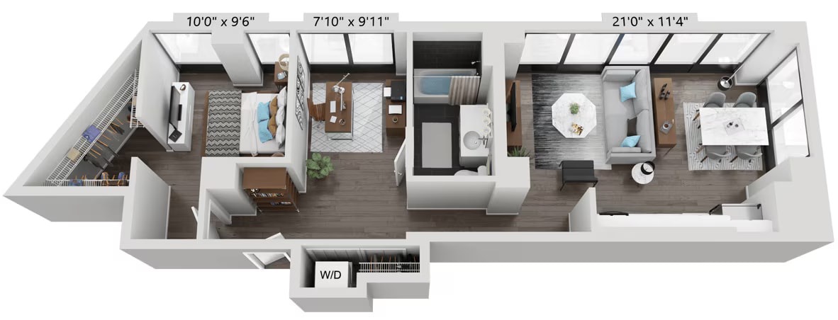 1 BED 1 DEN floor plan