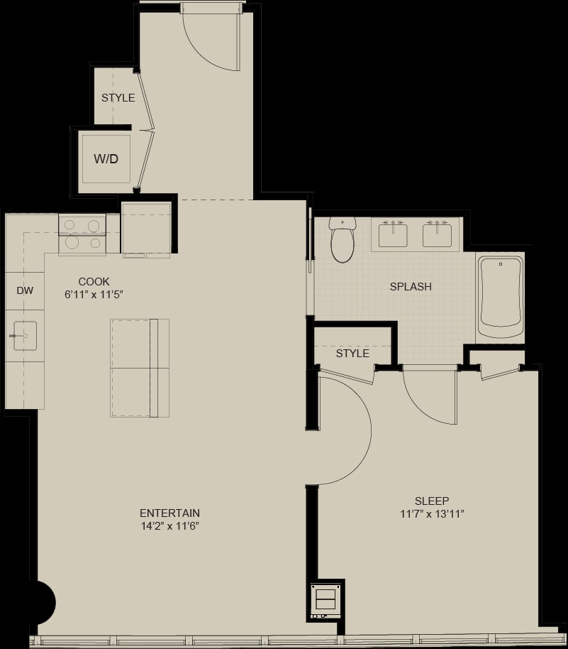 1D floor plan