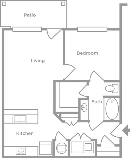 1x1 floor plan