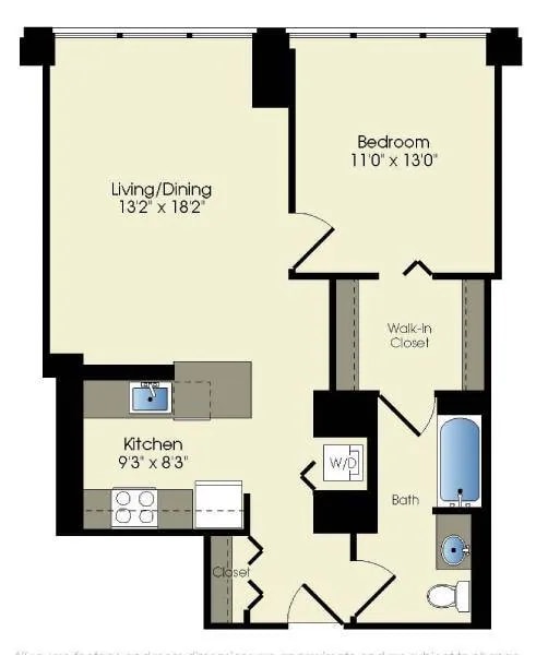1 bedroom / 1 bath floor plan