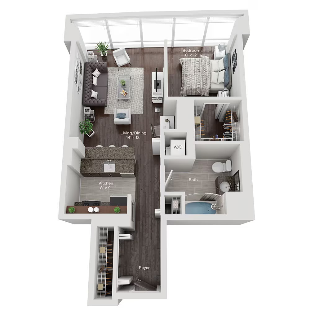 Jr. One Bed Style (J) floor plan
