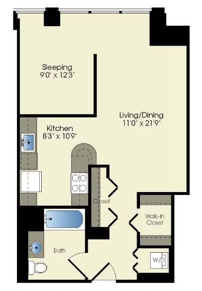 convertible / 1 bath floor plan