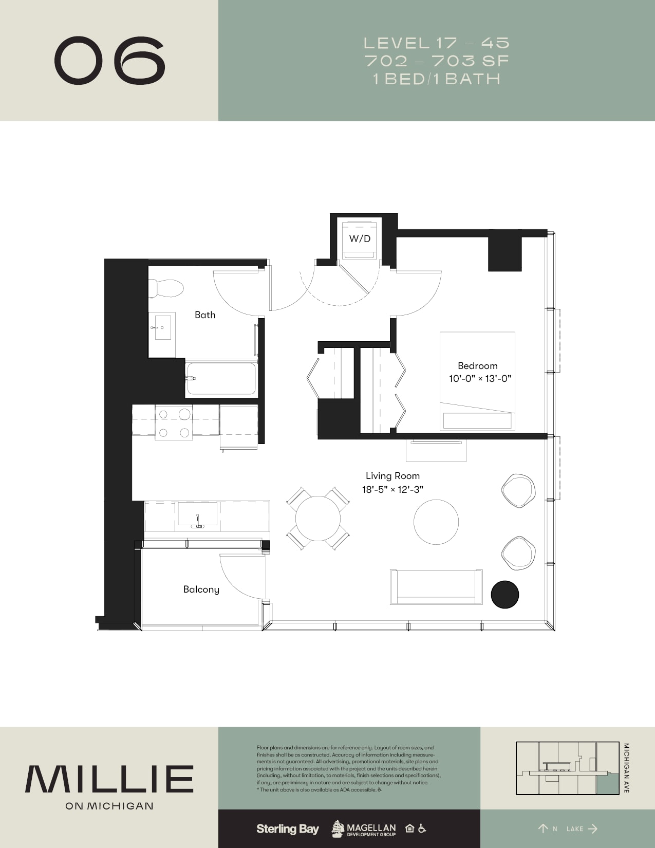 1 Bedroom 06 - Accessible floor plan