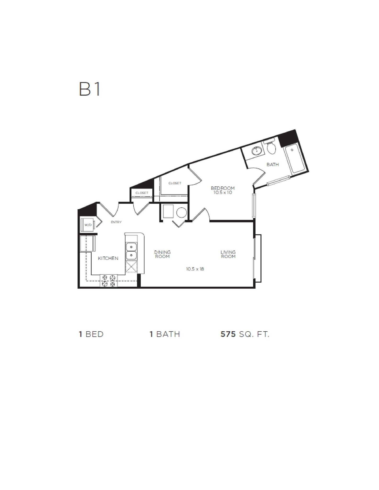 1x1 floor plan
