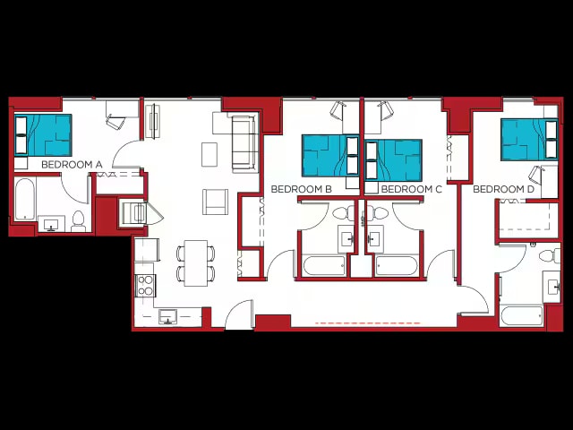 4 BEDROOM/4 BATHROOM - D floor plan