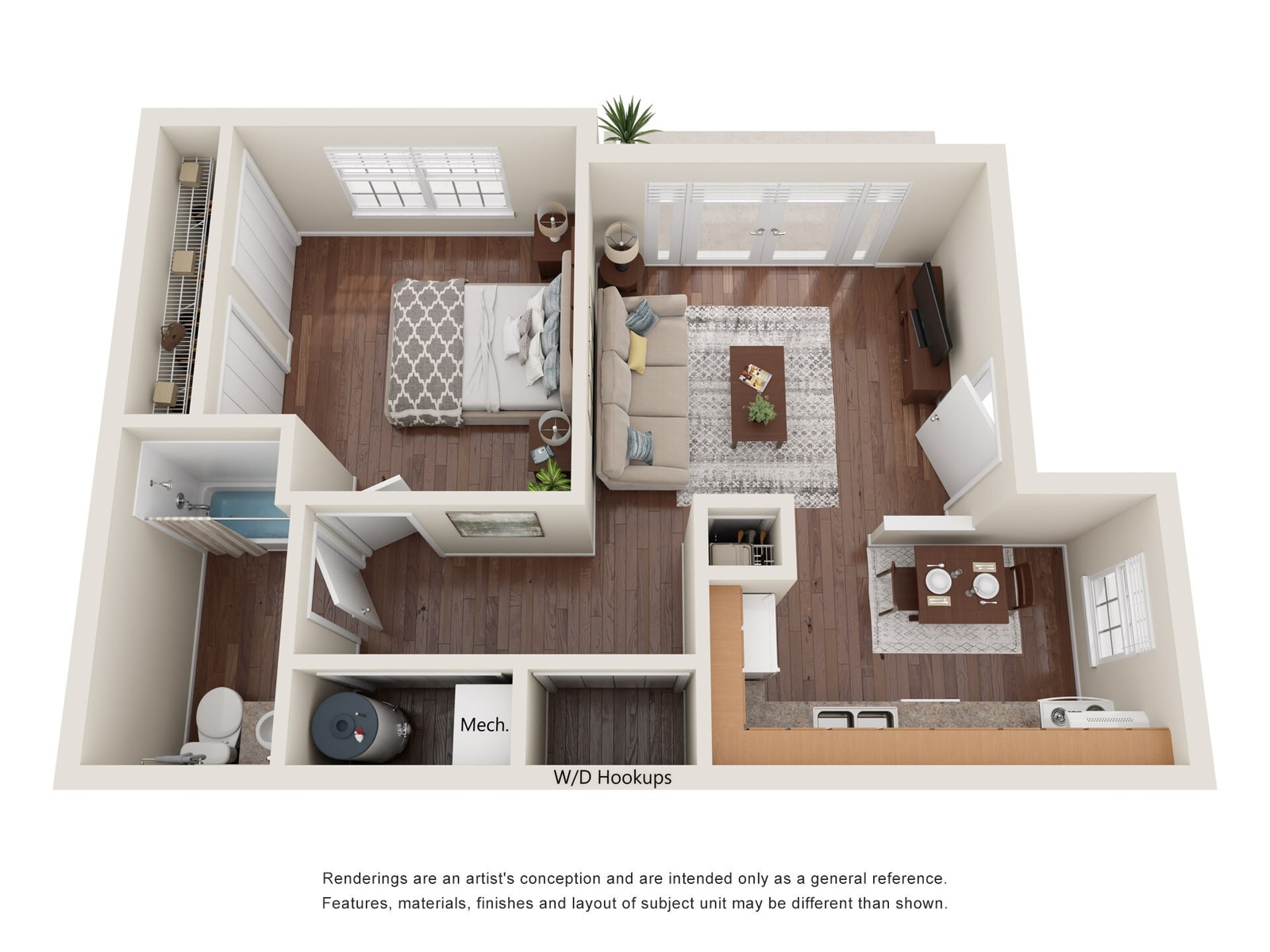 1 Bedroom One Bathroom floor plan