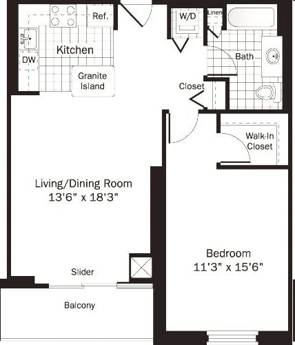 UNIT 9 (1BR/1BA) floor plan