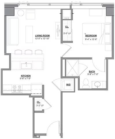 1 Bed/1 Bath-1A-1 floor plan
