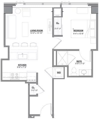 1 Bed/1 Bath-1A-2 floor plan