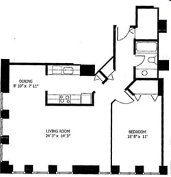 One Bedroom Plus Den floor plan