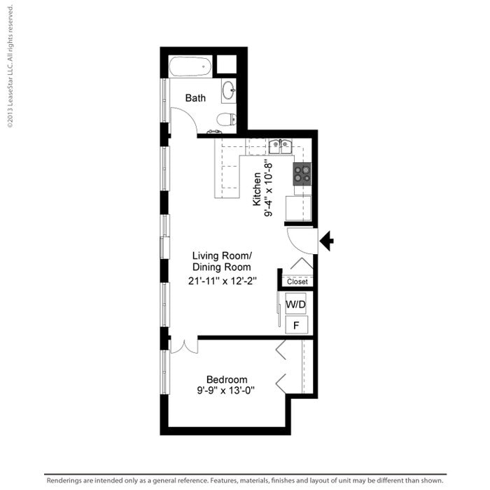 1 Bedroom Floor Plan A1 floor plan