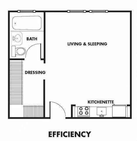 Studio | 1 Bath - EFF floor plan