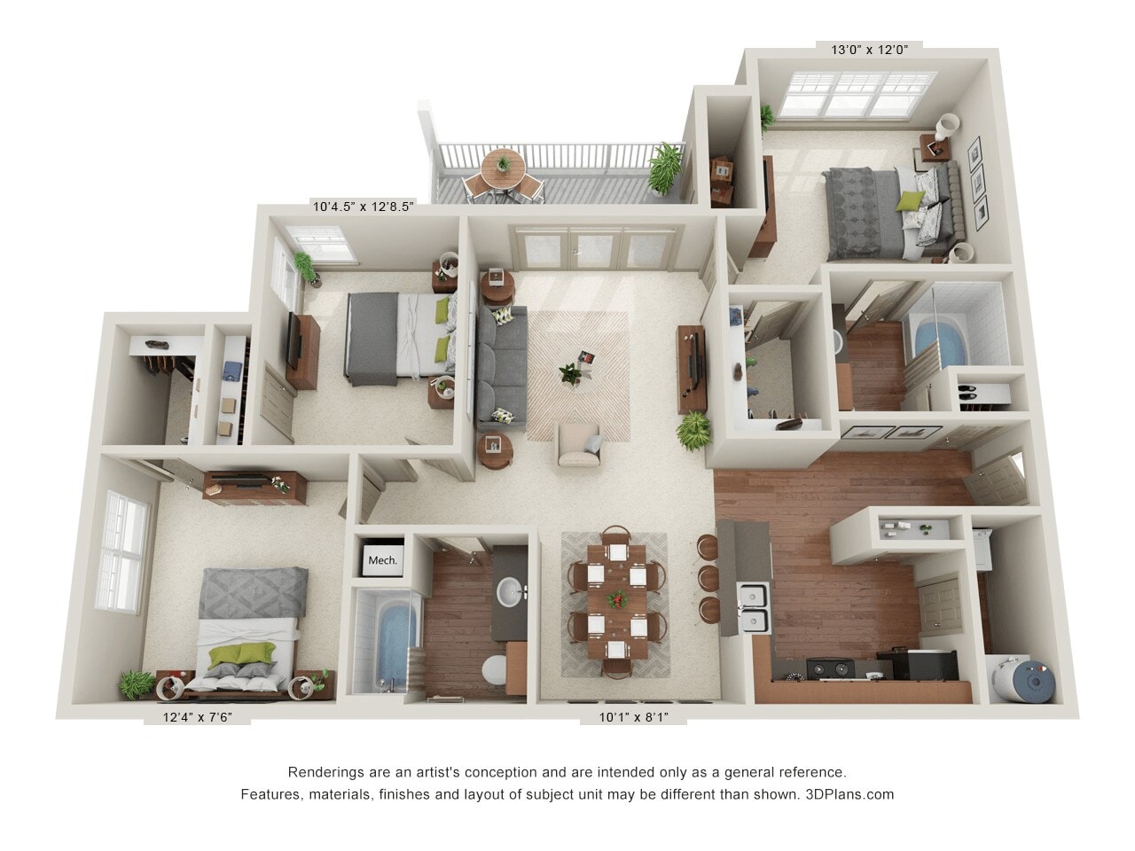 Cypress  3 Bedroom 2 Bathroom floor plan
