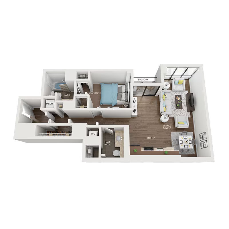 One Bedroom 2A2 floor plan