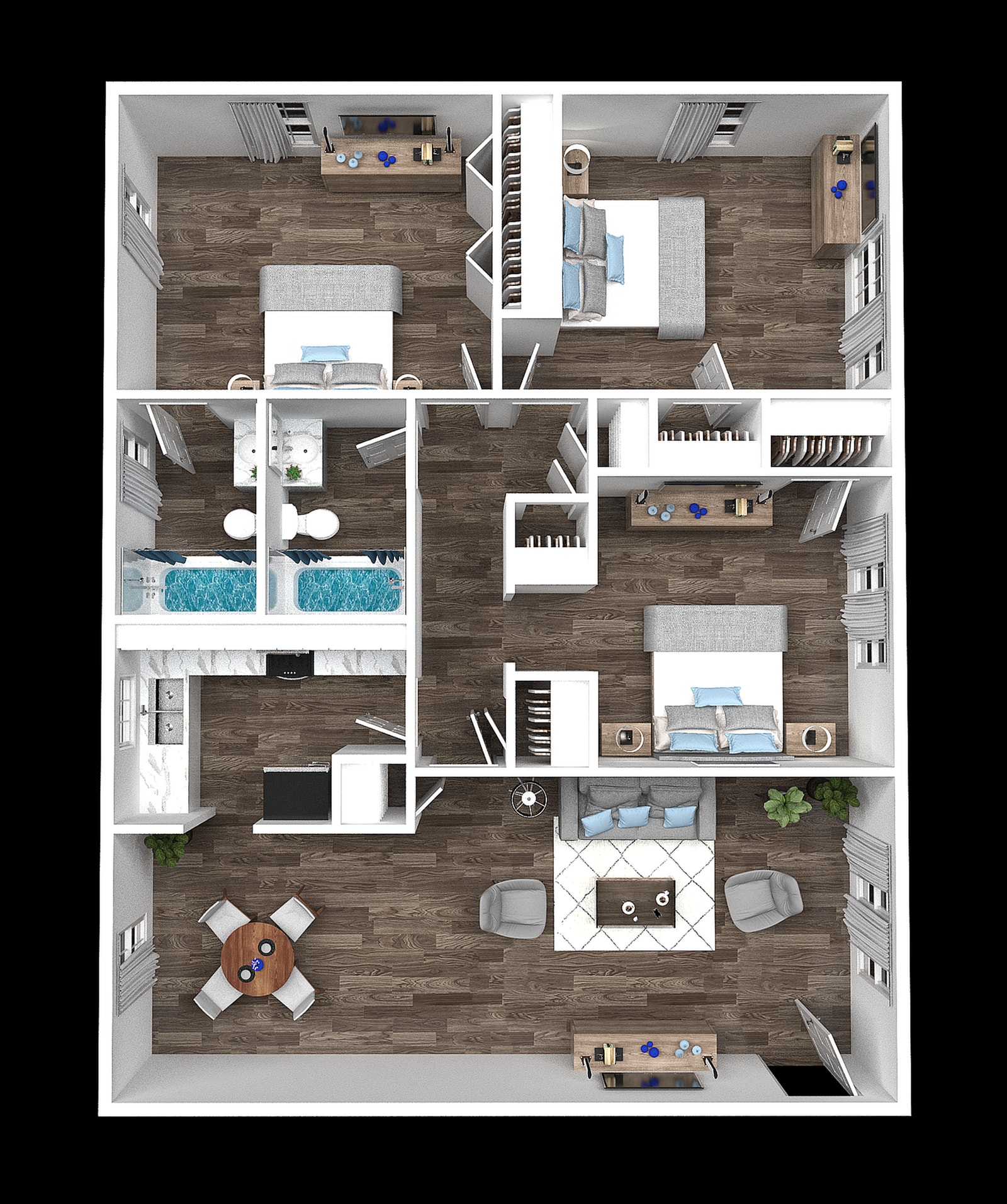 3 Bedroom 2 Bath floor plan