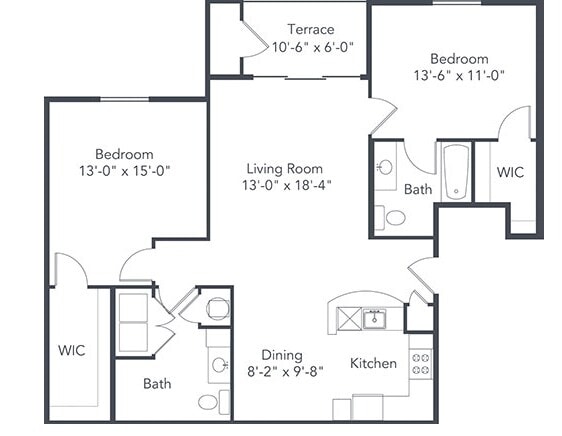 2 Bedroom Craftsman floor plan