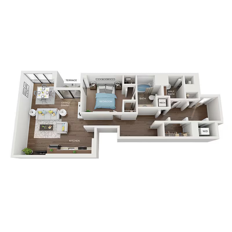 One Bedroom 2A3 floor plan