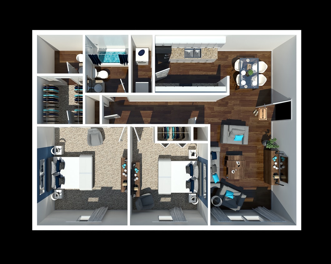 2 Bedroom 2 Bathroom floor plan