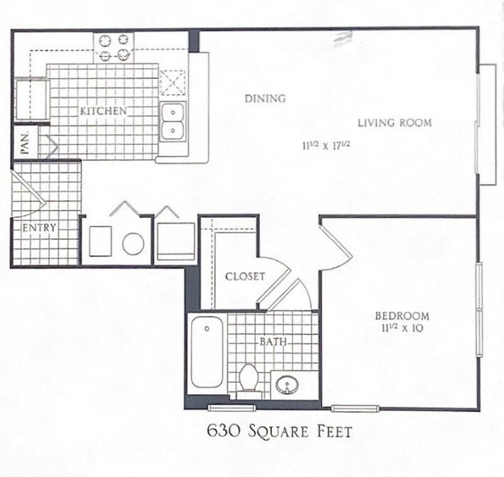 1x1 Elite floor plan