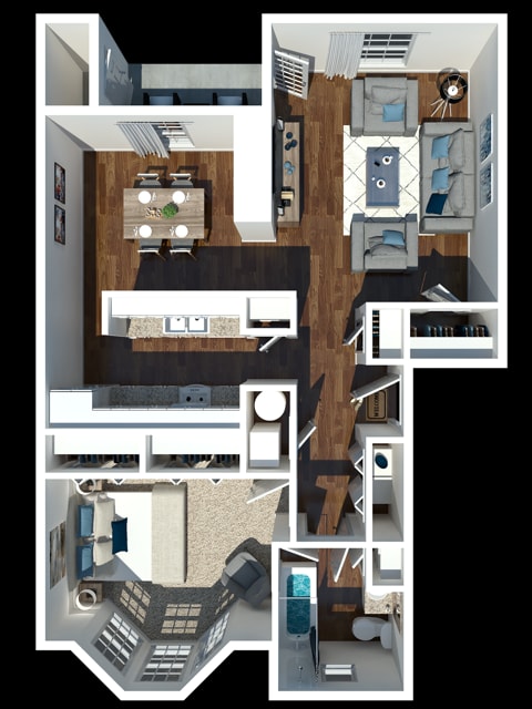 One Bedroom One Bathroom floor plan