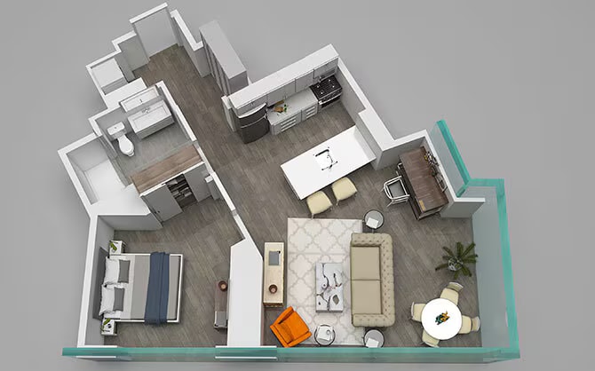 One Bedroom 09/07 floor plan