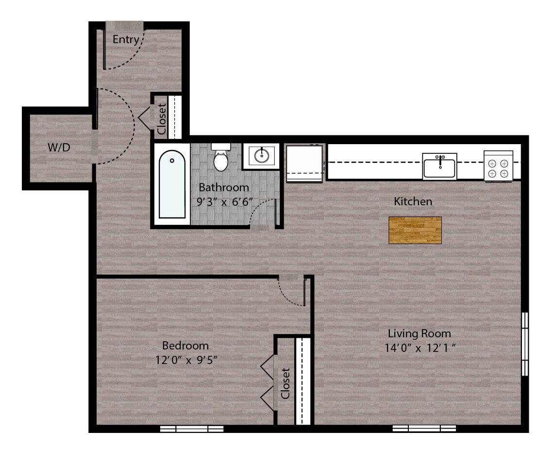 Tier 12 (1BR/1BA) floor plan