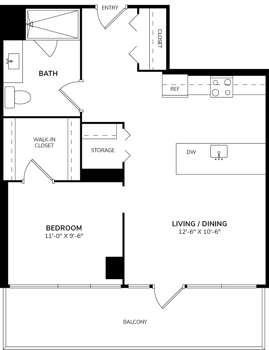 Convertible One Bedroom A floor plan