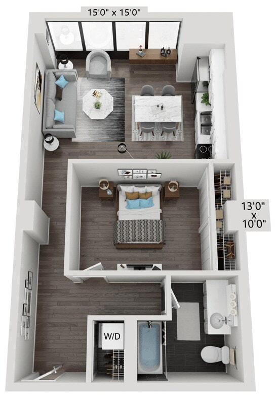 1 BED 1 BATH floor plan