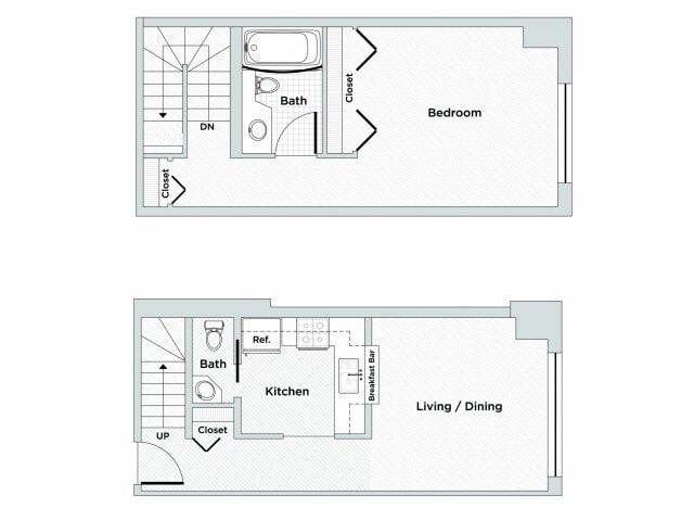One Bedroom, One and a Half Bath (A7) floor plan