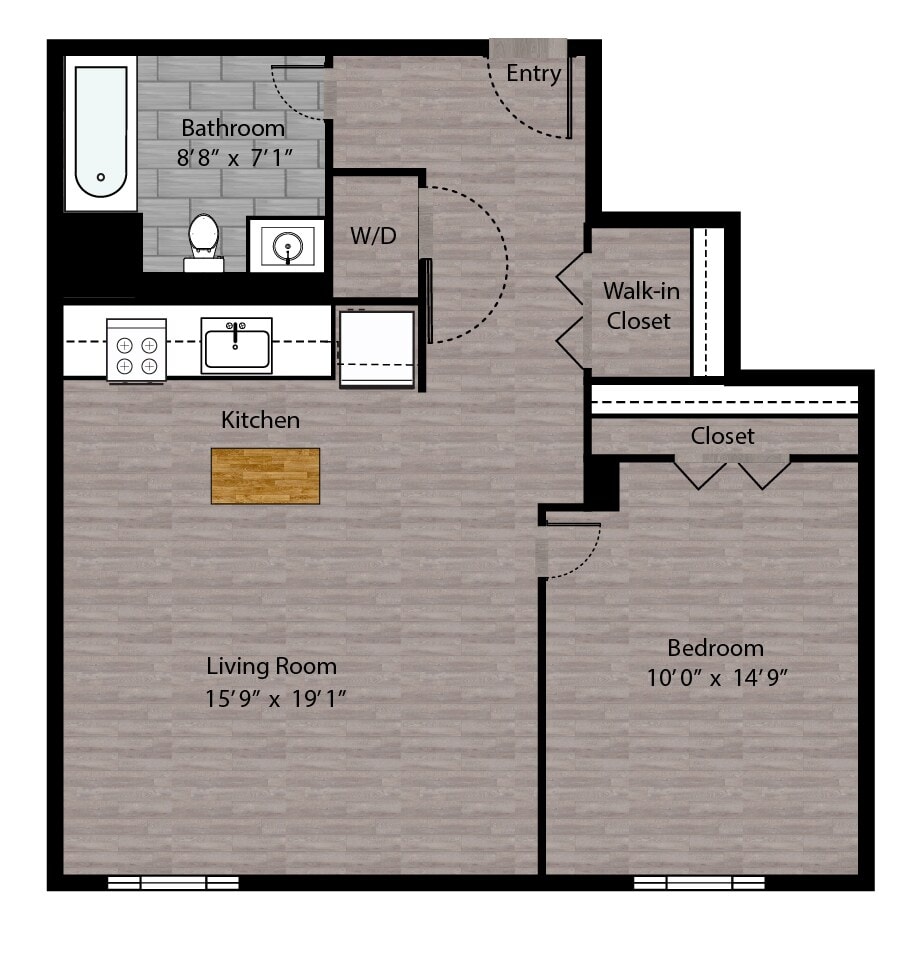 Tier 11 (1BR/1BA) floor plan
