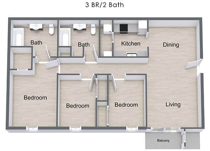 Three Bedroom Apartment floor plan