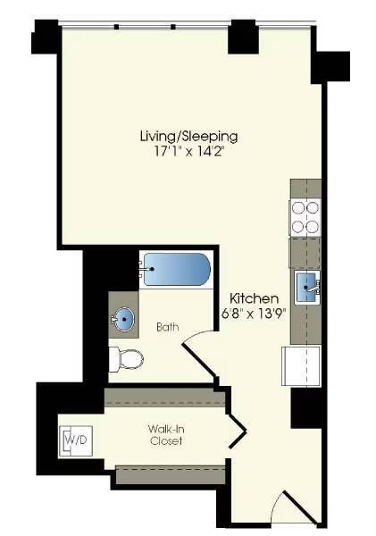 studio / 1 bath floor plan