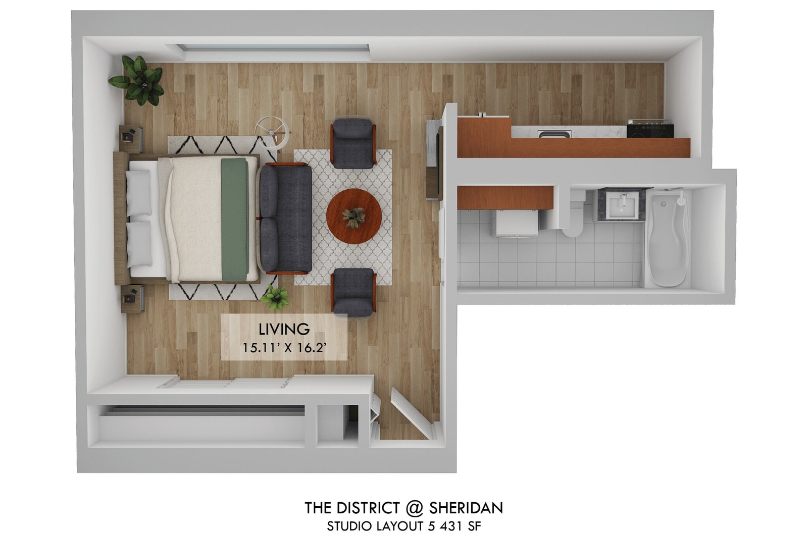 Studio One Bath 05 floor plan