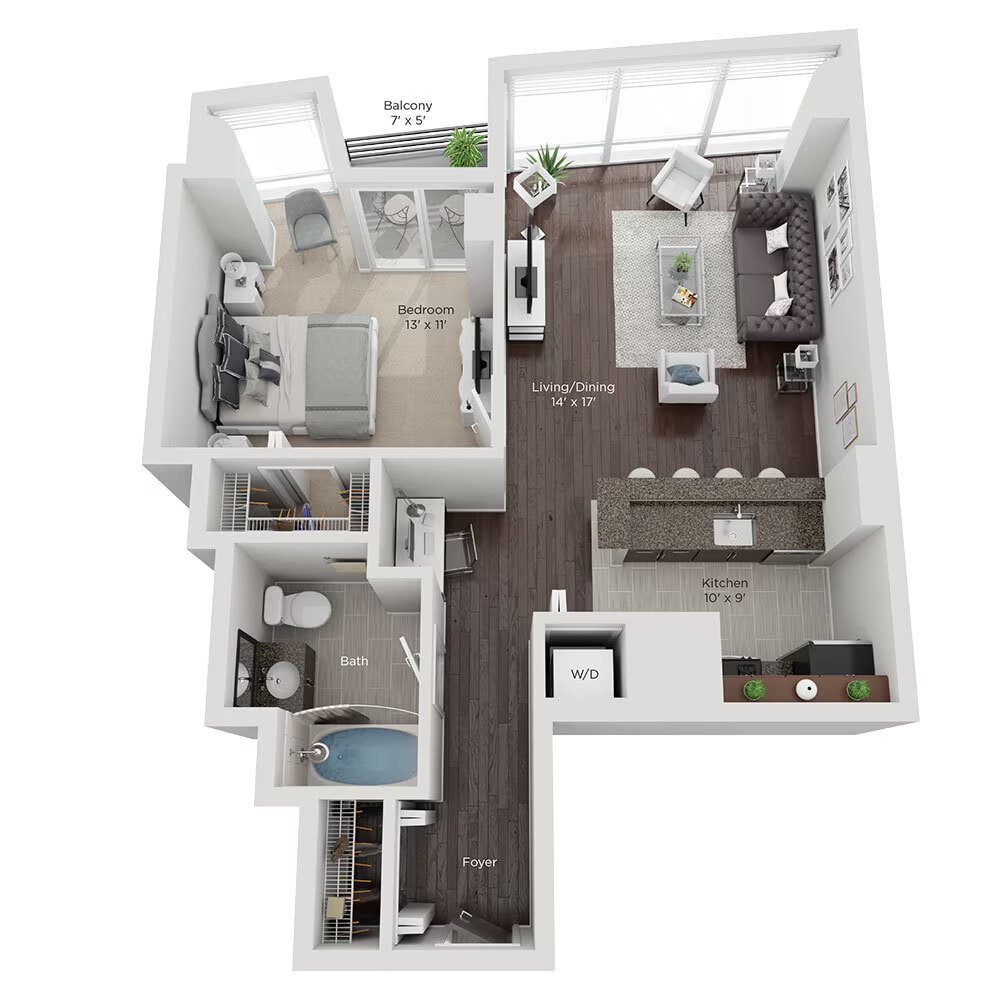 One Bed Style (B) floor plan