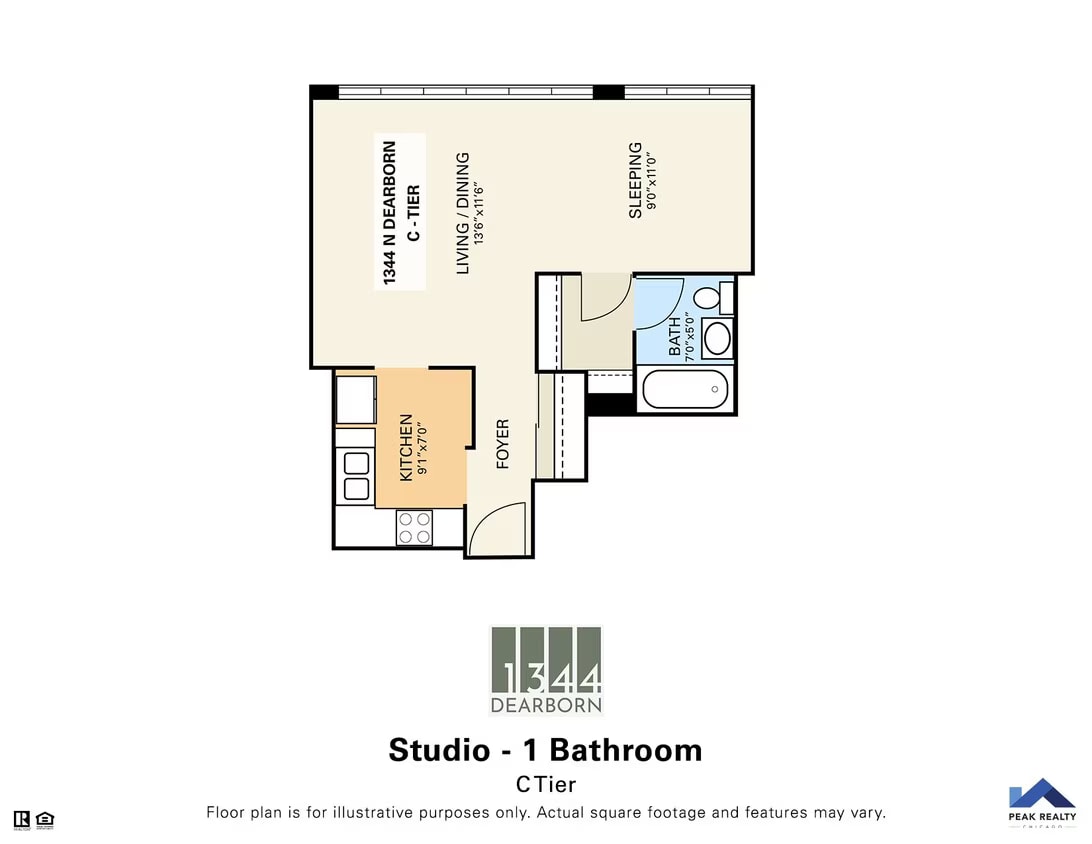 Studio B-1 Bath floor plan