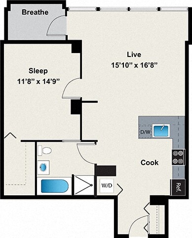 1 Bedroom - Large floor plan