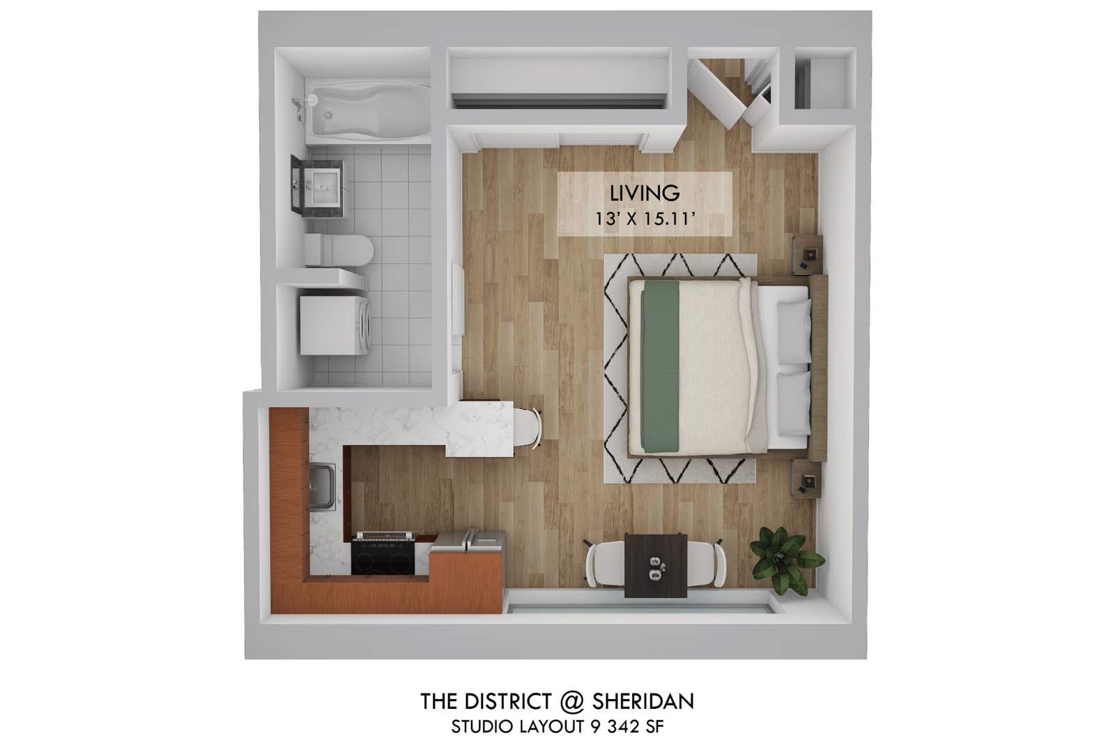 Studio One Bath 09 floor plan