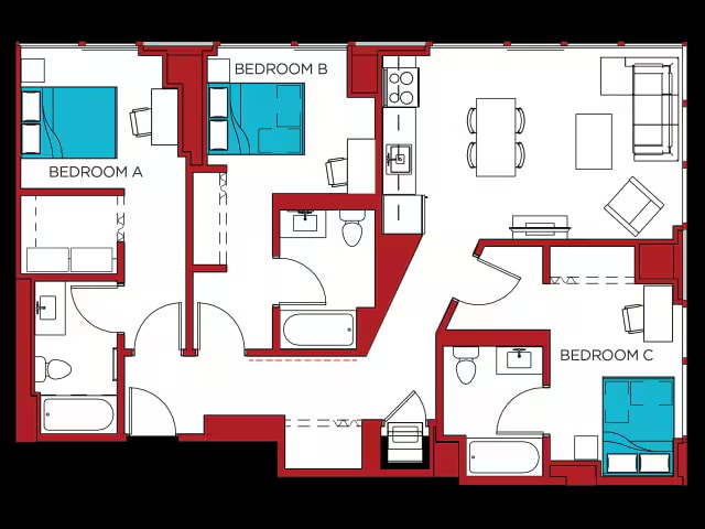 3 BEDROOM/3 BATHROOM - C floor plan