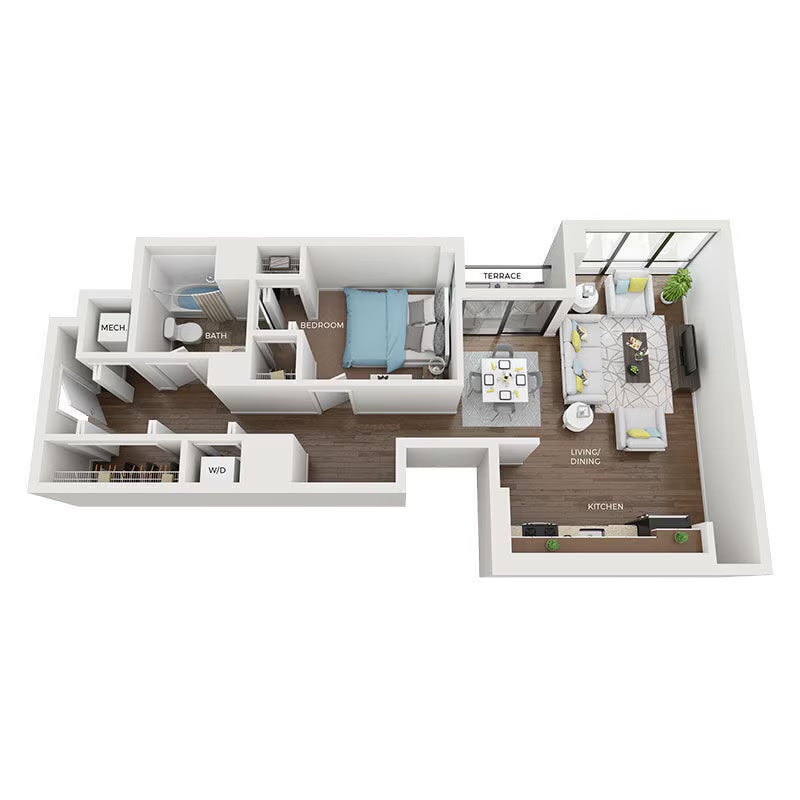 One Bedroom 2A1 floor plan