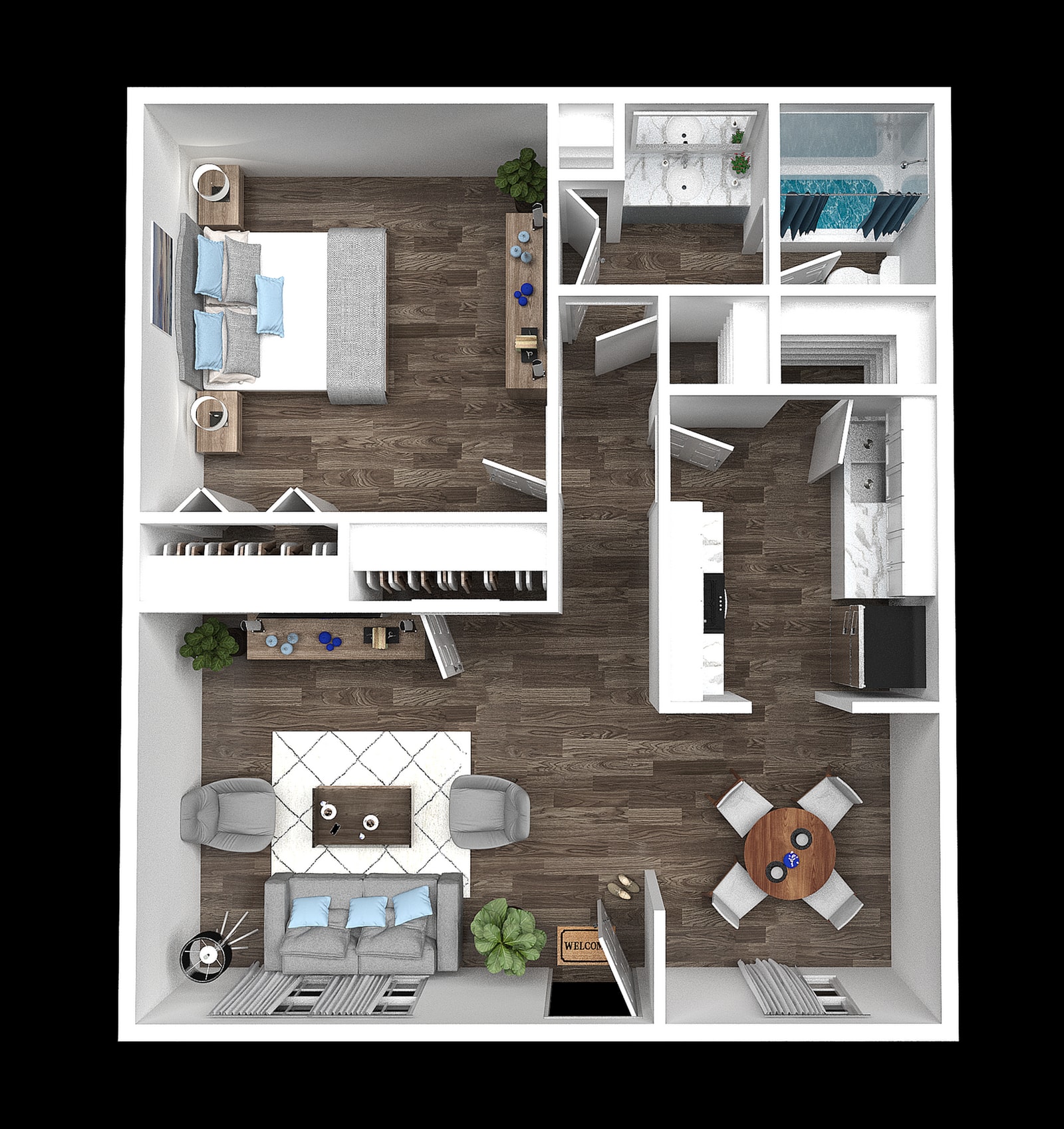 1 Bedroom 1 Bath floor plan