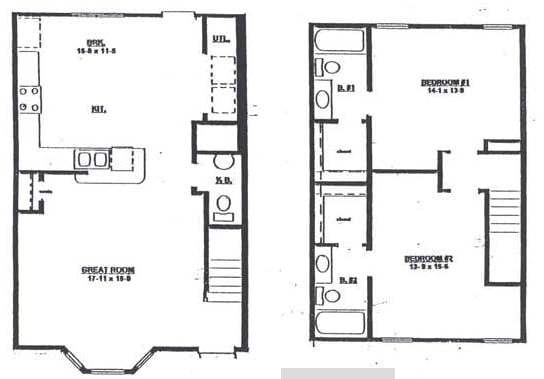 Two Bedroom Townhome floor plan