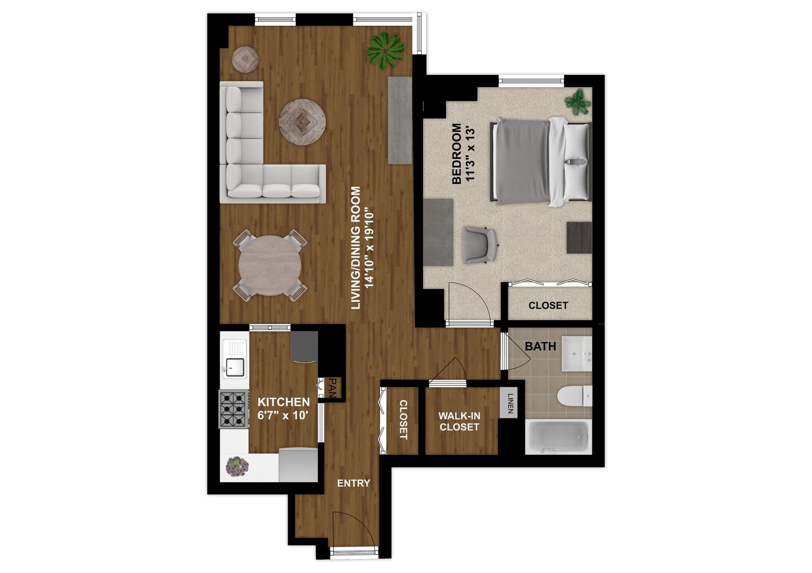 1 Bedroom floor plan