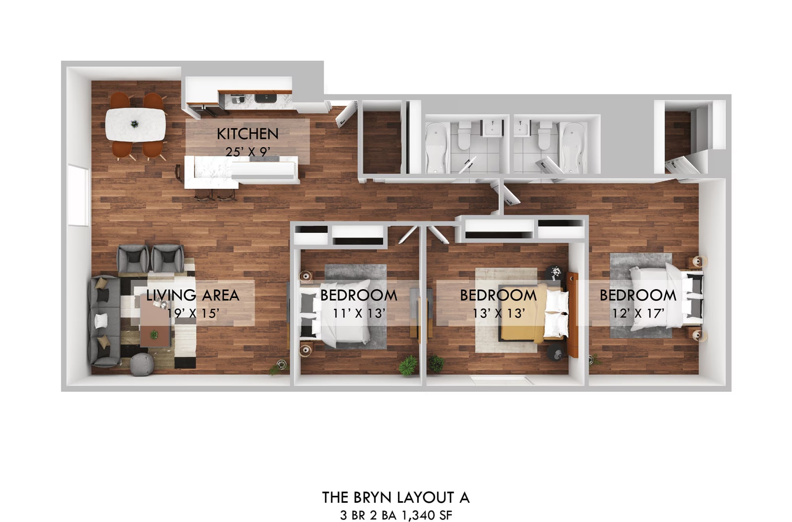 Three Bedroom floor plan