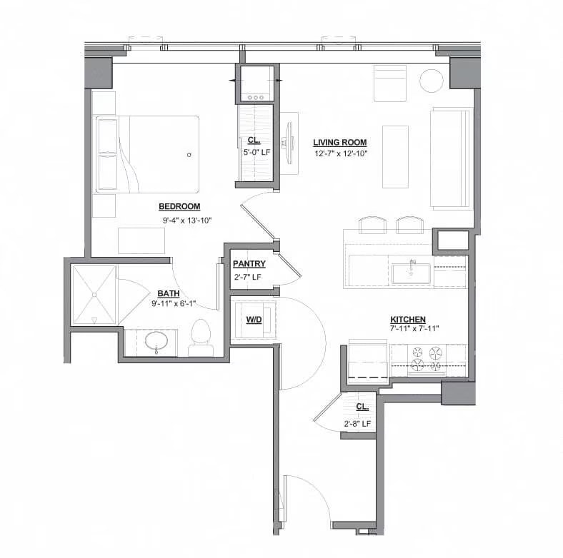 1 Bed/1 Bath-1B-1 floor plan